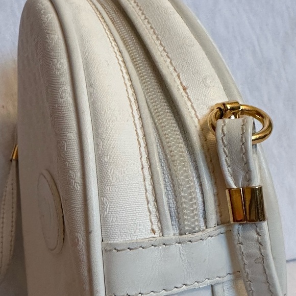 Vintage Gucci Monogram Logo White Canteen Round Crossbody Leather Shoulder Bag - Picture 4 of 14